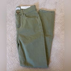 NWT Loft olive green skinny pants with frayed hem